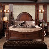 欧式床双人床 100%全实木床  1.8米大床简美式乡村床卧室家具婚床