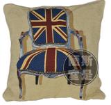 英国椅子抱枕样板间软装复古出口出口高档个性提花国旗蓝红颜色米