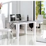 北欧现代时尚简约烤漆黑白钢化超白玻璃不锈钢餐桌饭桌小户型