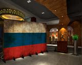 酒吧隔断屏风时尚欧式复古欧美简约创意咖啡酒店移动折叠国旗