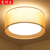 新中式吸顶灯 圆形现代简约布艺客厅灯具温馨主卧室灯书房灯饰
