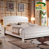现代中式实木床 1.8米白色双人床1.5m橡木床高箱储物婚床卧室家具