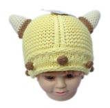 嘟嘟啦韩版小牛角针织宝宝帽子可爱冬款单帽婴儿套头帽护耳儿童帽