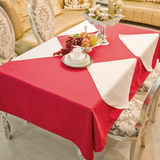 高档棉感酒店桌布  长方形 桌布 布艺 纯色 西餐台布红色新款