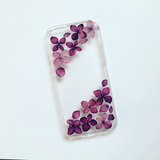 紫色对称绣球花真花壳鲜花滴胶iPhone6splus小米三星手机保护壳