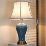 新中式古典创意浅蓝色陶瓷全铜台灯现代简约客厅书房卧室床头台灯