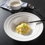 西餐盘意面深盘子点心骨瓷餐具创意欧式家用餐厅菜盘白色纳米汤盘
