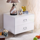 烤漆床头柜白色简约现代实木卧室收纳宜家储物柜组装时尚特价包邮