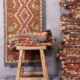 阿富汗进口kilim地毯 几何纯羊毛手工异域民族风床边走道地毯地垫