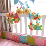 婴儿多功能床铃床绕床挂 婴儿推车玩具 布艺摇铃毛绒毛毛虫玩具