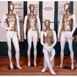 服装道具男模特全身人体拍摄橱窗展示拼接金色高光站坐假模特架子