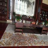 定制欧美式新中式简约素雅对角花手工纯羊毛茶几客厅床边驼色地毯
