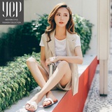 YEP2016夏装新款女装韩版小香风休闲西装马甲短裤时尚两件套装潮