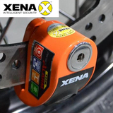 英国XENA摩托车锁XZZ6报警碟刹锁电动车锁自行车锁送电池锁包