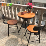 新款韩版美式乡村铁艺咖啡桌椅小圆桌家具椅实木可升降茶几休闲桌