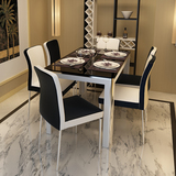 钢化玻璃餐桌椅组合 简约餐桌 大小户型烤漆餐桌 饭桌 餐台椅T07