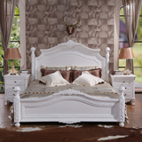 欧式床仿古田园床简约高箱床实木双人床白色开放漆婚床1.51.8米