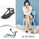 尹胜雅同款正品韩国代购夏季新款时尚珍珠夹脚平底凉鞋女士鞋子