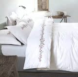 四件套纯棉1.8m床双人公主风简约纯色1.5米素色床单刺绣白色春秋