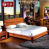 古典雕花实木双人大床 1.5米1.8米低箱储物床简约新中式卧室家具