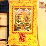 藏传佛教热贡艺术手绘财宝天王唐卡矿物质颜料手绘财宝天王唐卡