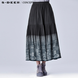 【新品】sdeer圣迪奥专柜正品女民族年代感印花半身裙S16281185
