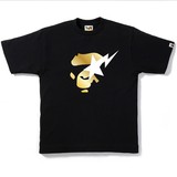 超哥鞋柜 日本潮牌BAPE猿人头字母小猴纯棉短袖圆领黑白色T恤