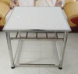 不锈钢四方桌烤火桌架简易餐桌可折叠拆装桌烤火架钢化玻璃写字桌