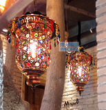波西米亚玄关彩色过道吊灯漫咖啡厅灯铁艺创意吧台灯土耳其餐厅灯