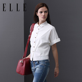 ELLE女装2016新款蝙蝠短袖宽松休闲白色衬衫女短款时尚衬衣潮 女
