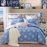 LOVO家纺床上用品简约纯棉四件套全棉被套床单罗莱 公司出品新品