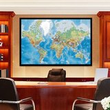 世界地图挂画中国办公室企业背景墙挂图有框无框装饰画中英文超大