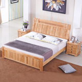 简约现代中式婚床 橡木双人床全实木床 原木1.5米1.8米特价卧室床