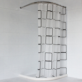 打孔浴帘杆套装 实芯挡水条 304加厚不锈钢 弧形L形浴室杆可定做