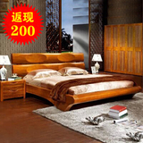 中式实木床双人床 简约现代榻榻米床婚床 柚木床卧室家具特价包邮