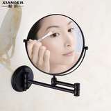黑仿古全铜卫生间浴室化妆镜美容镜伸缩镜子壁挂式折叠双面镜8寸