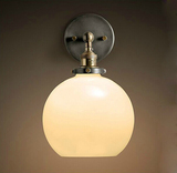 美式乡村现代简约复古玻璃圆球壁灯卧室床头单头艺术创意装饰壁灯