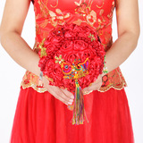 中国风捧花中式如意结新娘红色秀禾裙褂手捧花包邮主题婚礼定制