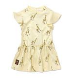 韩国品牌beanpole宾波童装 夏季女童浅黄色印长颈鹿纯棉连衣裙
