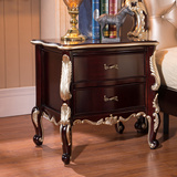 欧式新古典床头柜实木雕花法式简约床边柜烤漆两抽储物美式床头柜