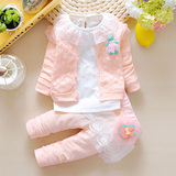 童装春季韩版女童三件套 宝宝2015套装儿童休闲服装婴儿衣服春装