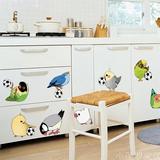 厨房餐厅橱柜家具电器宠物店铺装饰贴纸可爱动物贴画墙贴鹦鹉和球