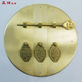 衣柜门锁赢领三联橱柜拉手明装门把手15/20/25cm中式实木门纯铜