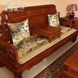 中式 实木沙发垫 红木沙发坐垫加厚家具布艺木质沙发垫带靠背定做