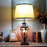 欧式美式客厅卧室办公台灯双头台灯创意子母灯复古做旧台灯包邮