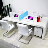 高档职员办公桌白色烤漆组合屏风工作位卡位简约现代职员桌