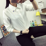 2016春装新款韩版加绒加厚衬衫白色学生长袖上衣大码衬衣女打底衫