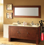 中式实木浴室柜组合橡木卫浴柜落地卫生间双盆洗漱台洗手洗脸盆柜