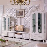 欧式电视柜大理石小户型白色天然实木雕花茶几客厅组合 家具地柜