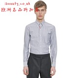 英国代购2015 THOM BROWNE男士修身扣领衬衫长袖衬衣LUI